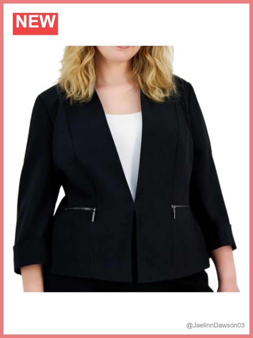 Kasper Women's 3/4 Cuffed Sleeve Blazer, Polyester Elastane, Business Casual